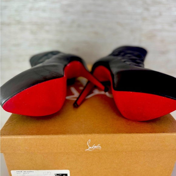 CHRISTIAN LOUBOUTIN Nappa Amor 160 Platform Ankle Booties Size 39.5 Black - Picture 5 of 8